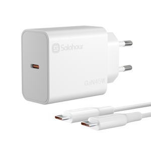 Cargador Super Rápido GaN 45W con Cable USB-C a USB-C de 1 m (1 Puerto | USB-C) y Enchufe EU